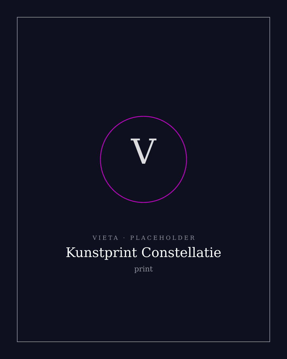 Giclée art print of the Vieta constellation, white stars on deep navy